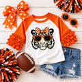Girl's Ruffle Tiger Top - Orange