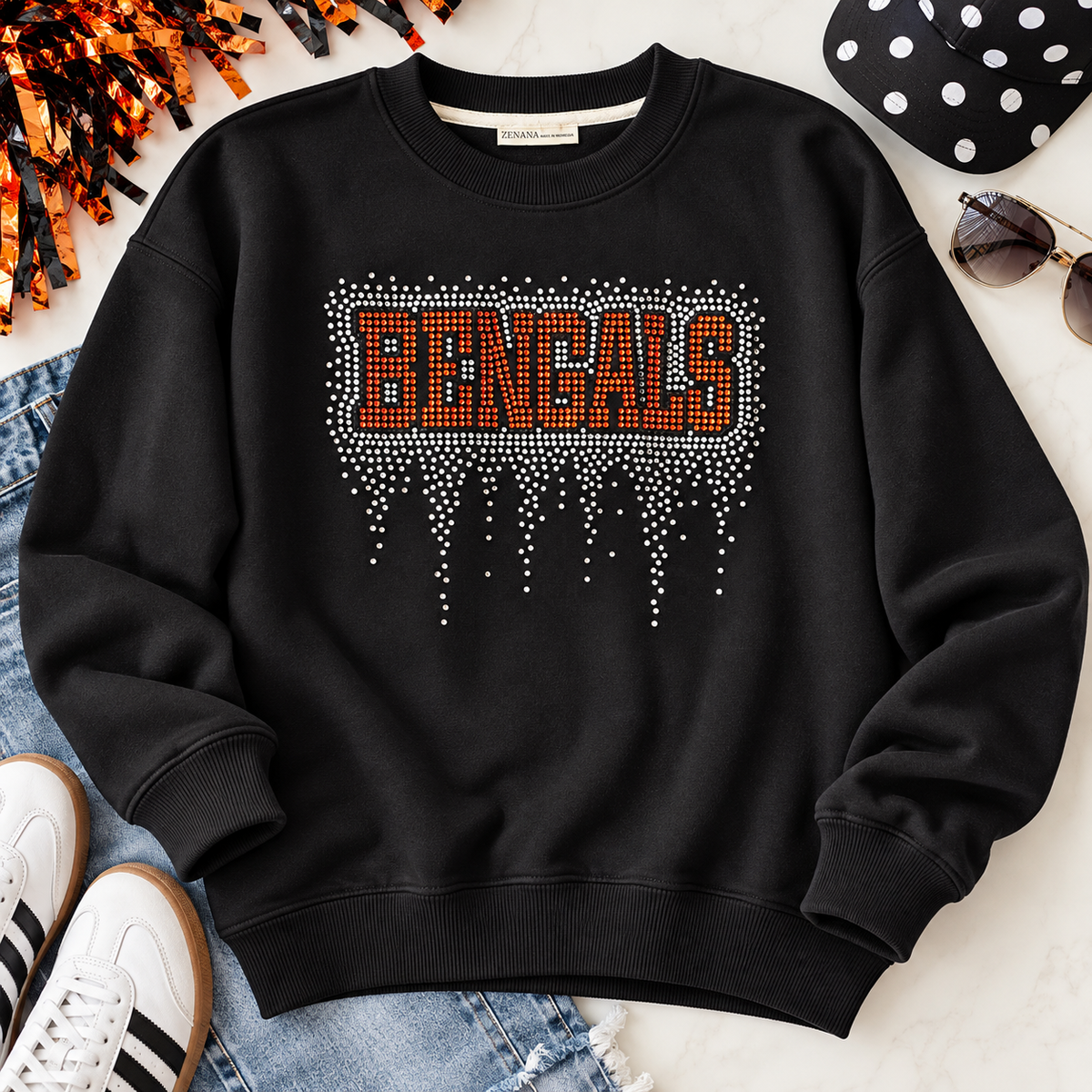 BENGALS Rhinestone Crewneck