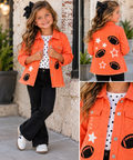 Girls Orange Distressed Denim Shirt