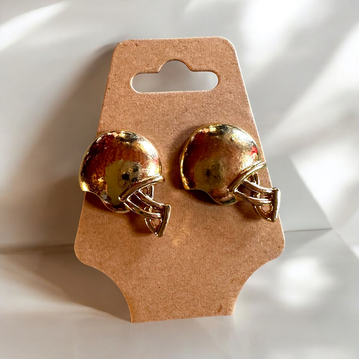 Gold Football Helmet Post Earrings