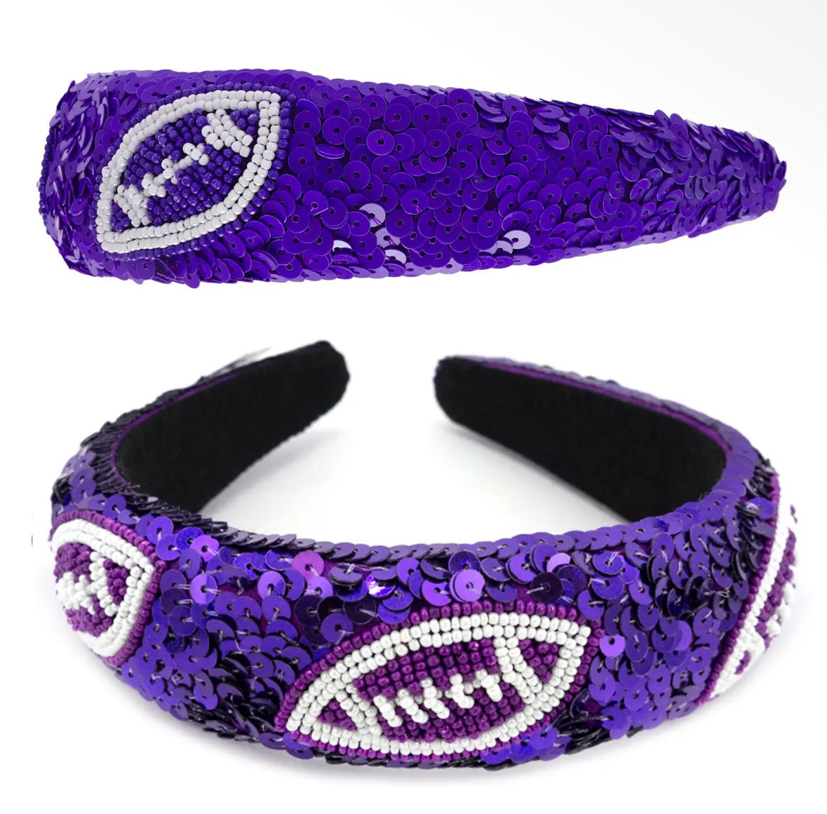 Beaded Football Sequin Headband
