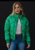 Kelly Green Cropped Puffer Coat