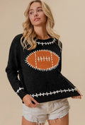 Knit Football Sweater - Black