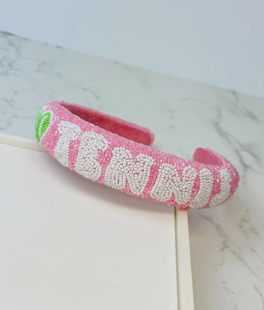 I Love Tennis Beaded Headband