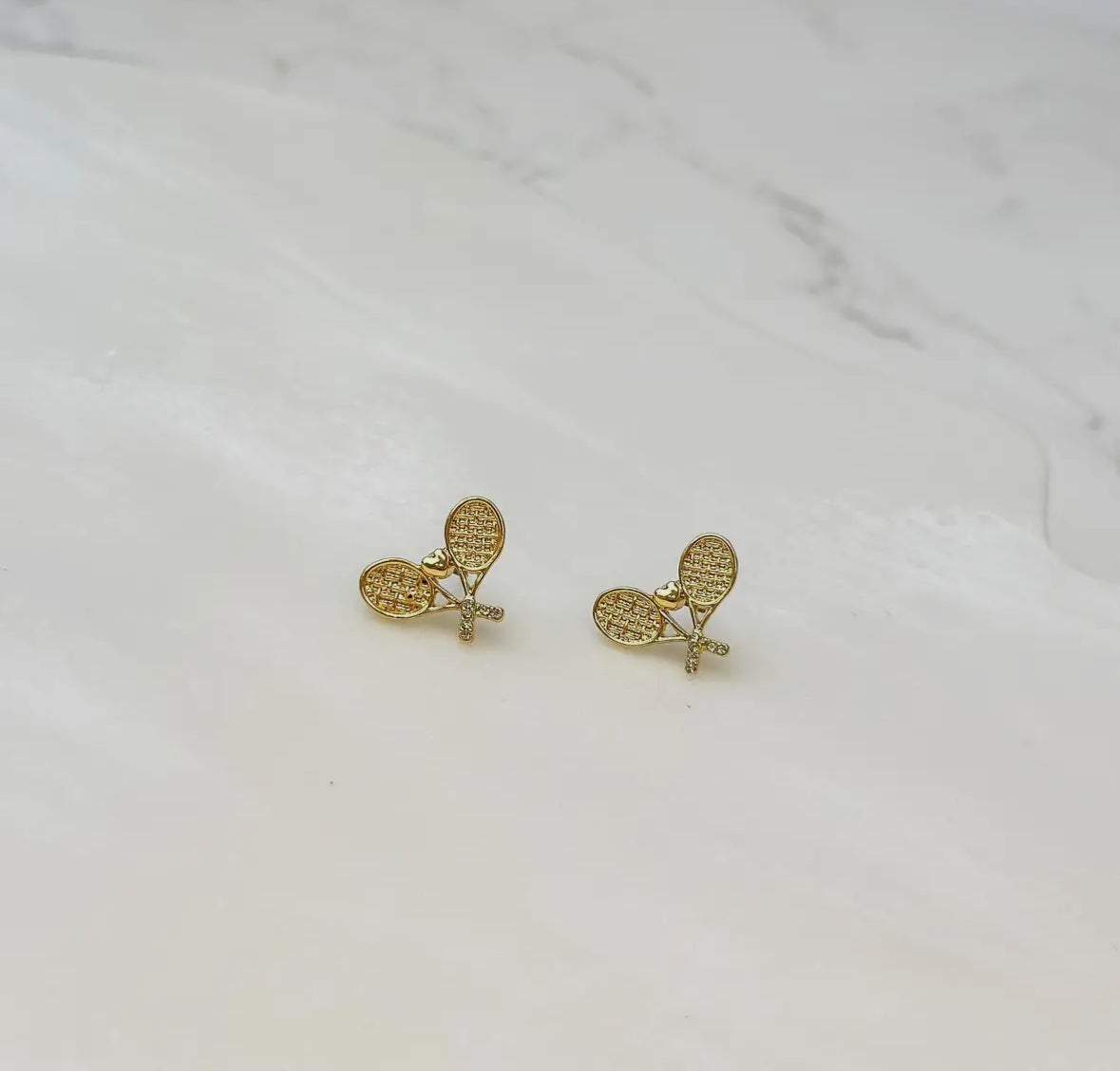 Tennis Racket Gold Dipped Stud Earrings