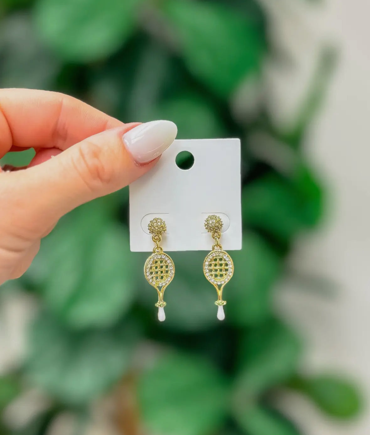 Tennis Racket Gold Dipped Dangle Earrings