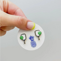 Green Pickleball & Paddle Stud Earrings