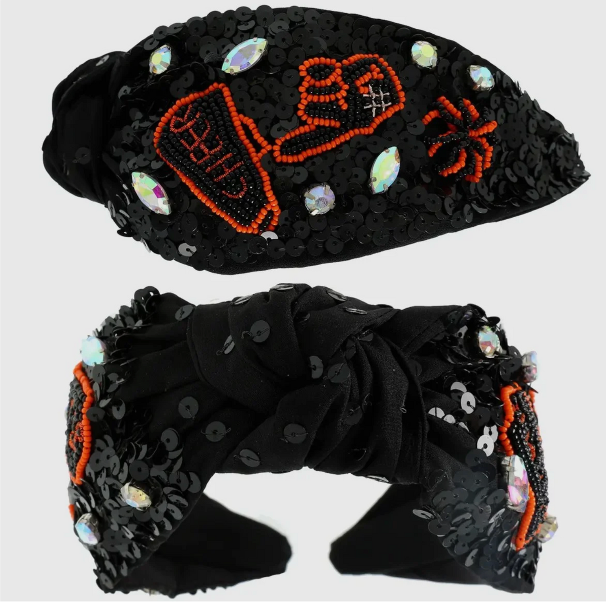 CHEER Beaded Sequin Top Knotted Headbands