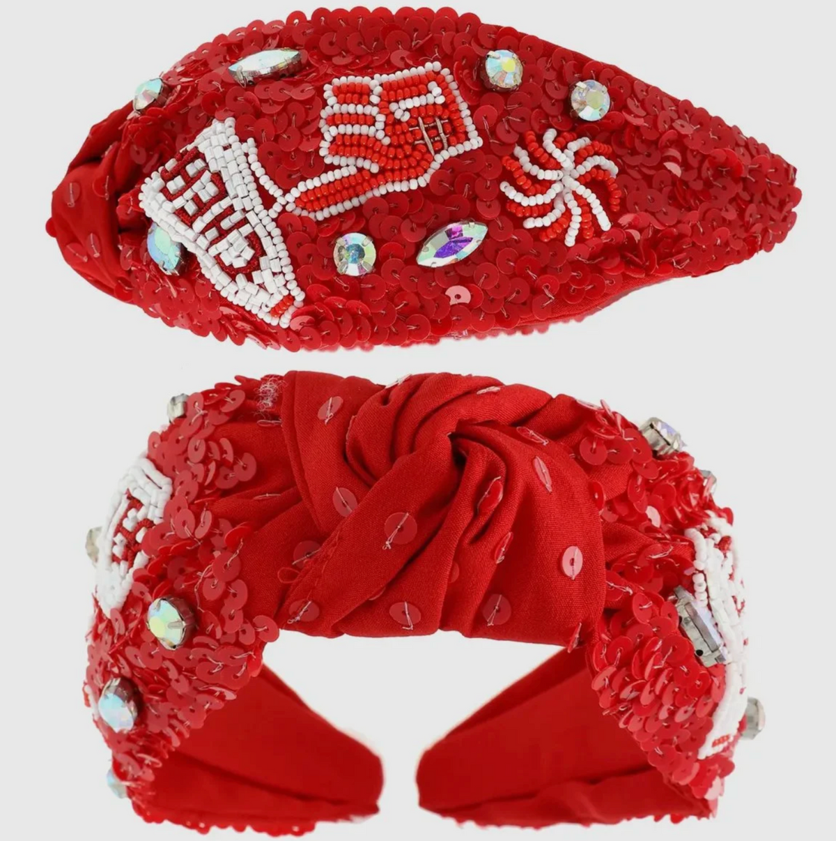 CHEER Beaded Sequin Top Knotted Headbands