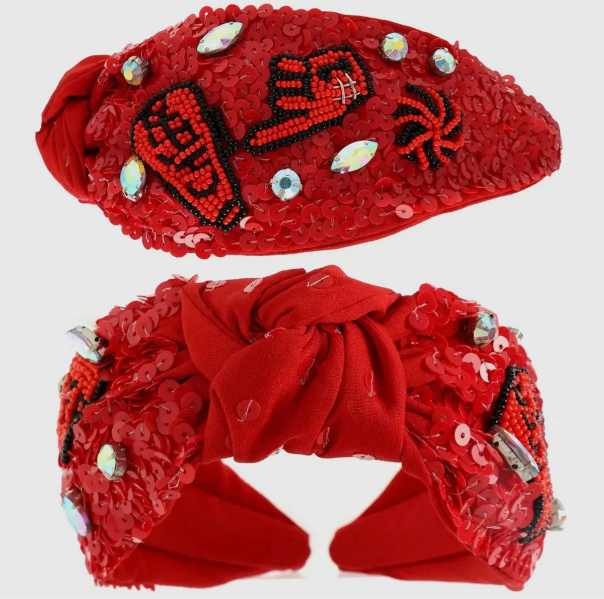 CHEER Beaded Sequin Top Knotted Headbands