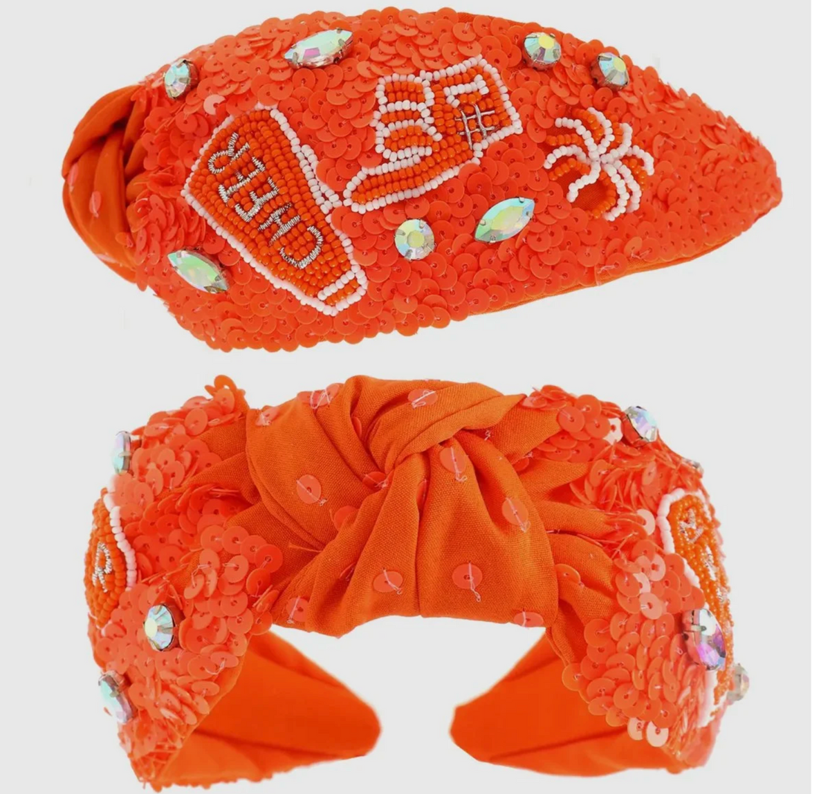 CHEER Beaded Sequin Top Knotted Headbands