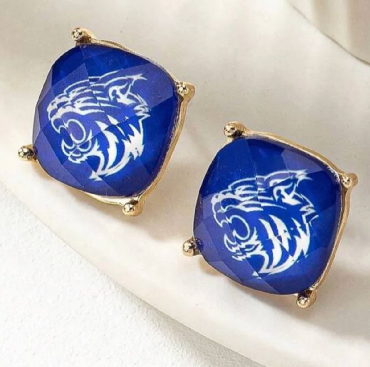 Clear Resin Wildcat Stud Earrings