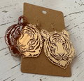 Large Gold Tiger Head Dangle Earrings