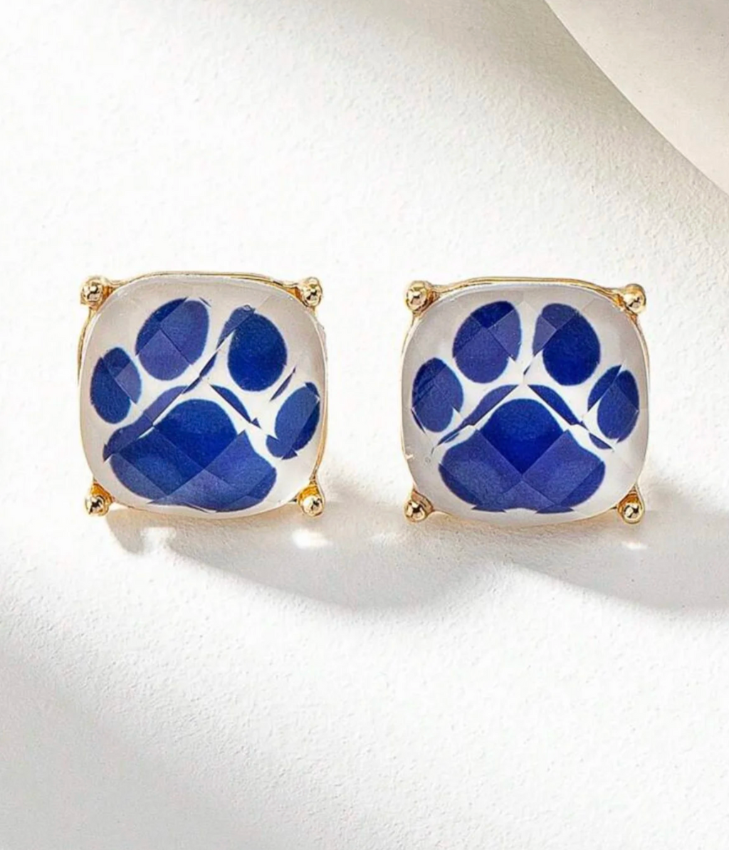 Clear Resin Paw Print Stud Earrings
