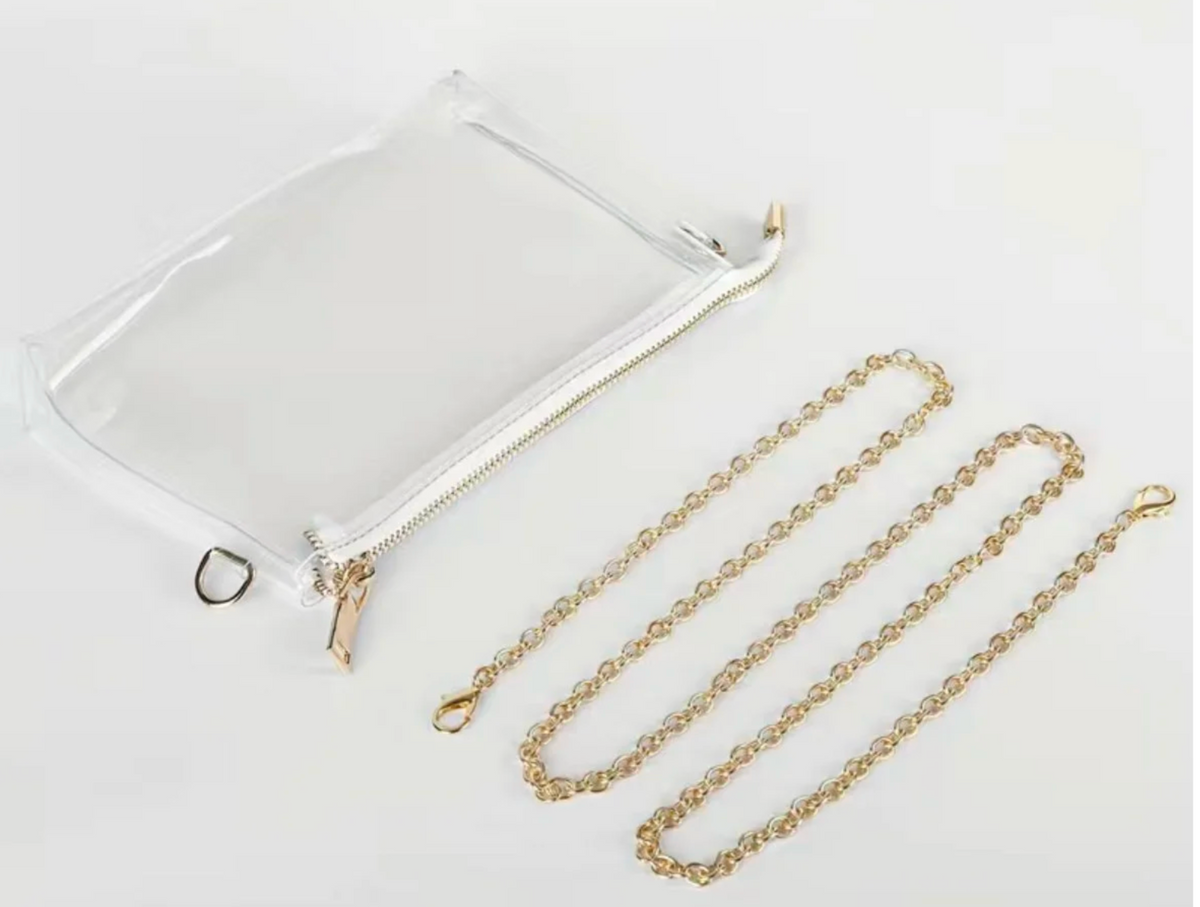 Gold Chain Strap Clear Stadium Bag