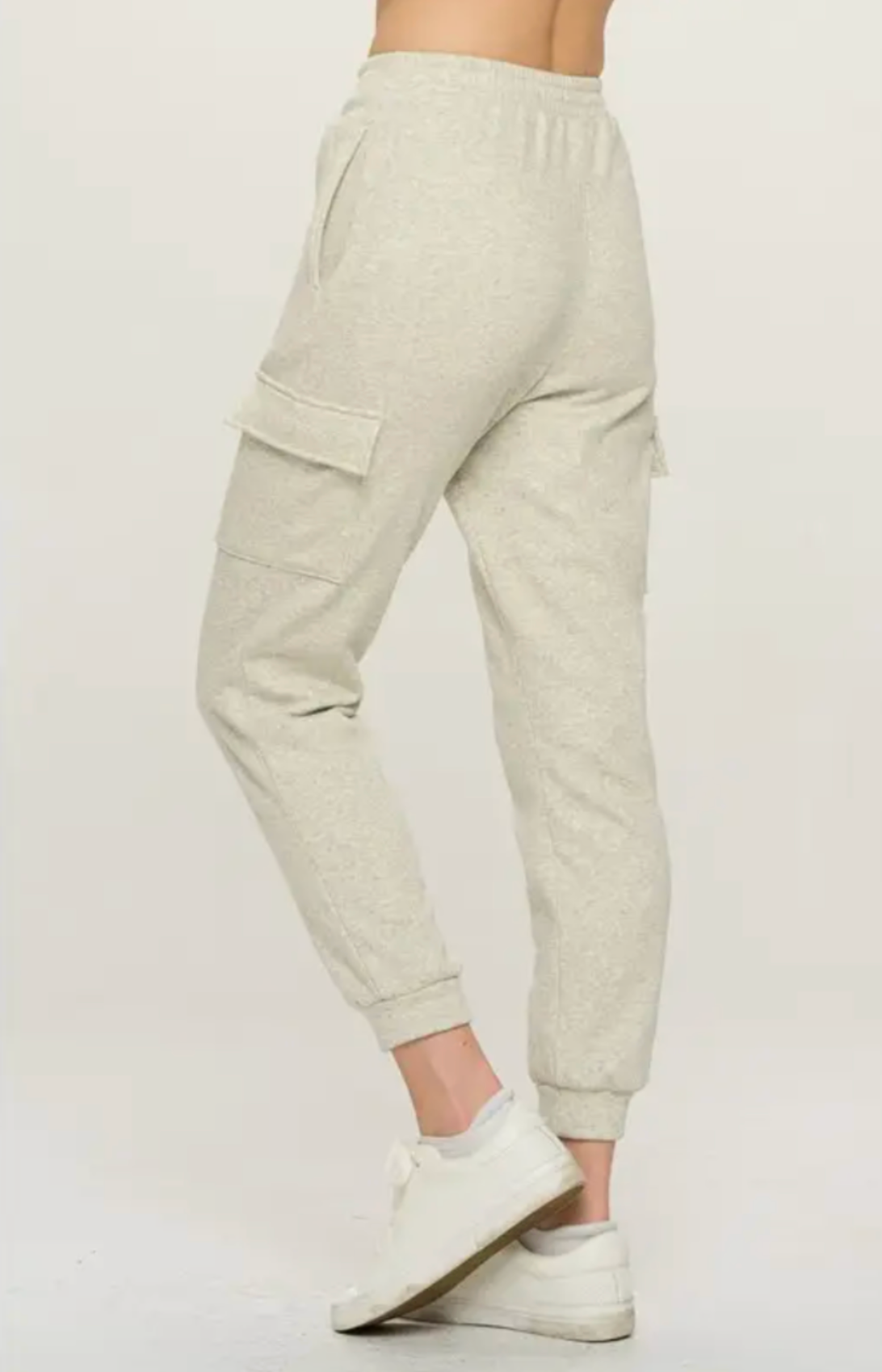 Cargo Pocket Fleeced Lined Knit Jogger Pants - Oatmeal