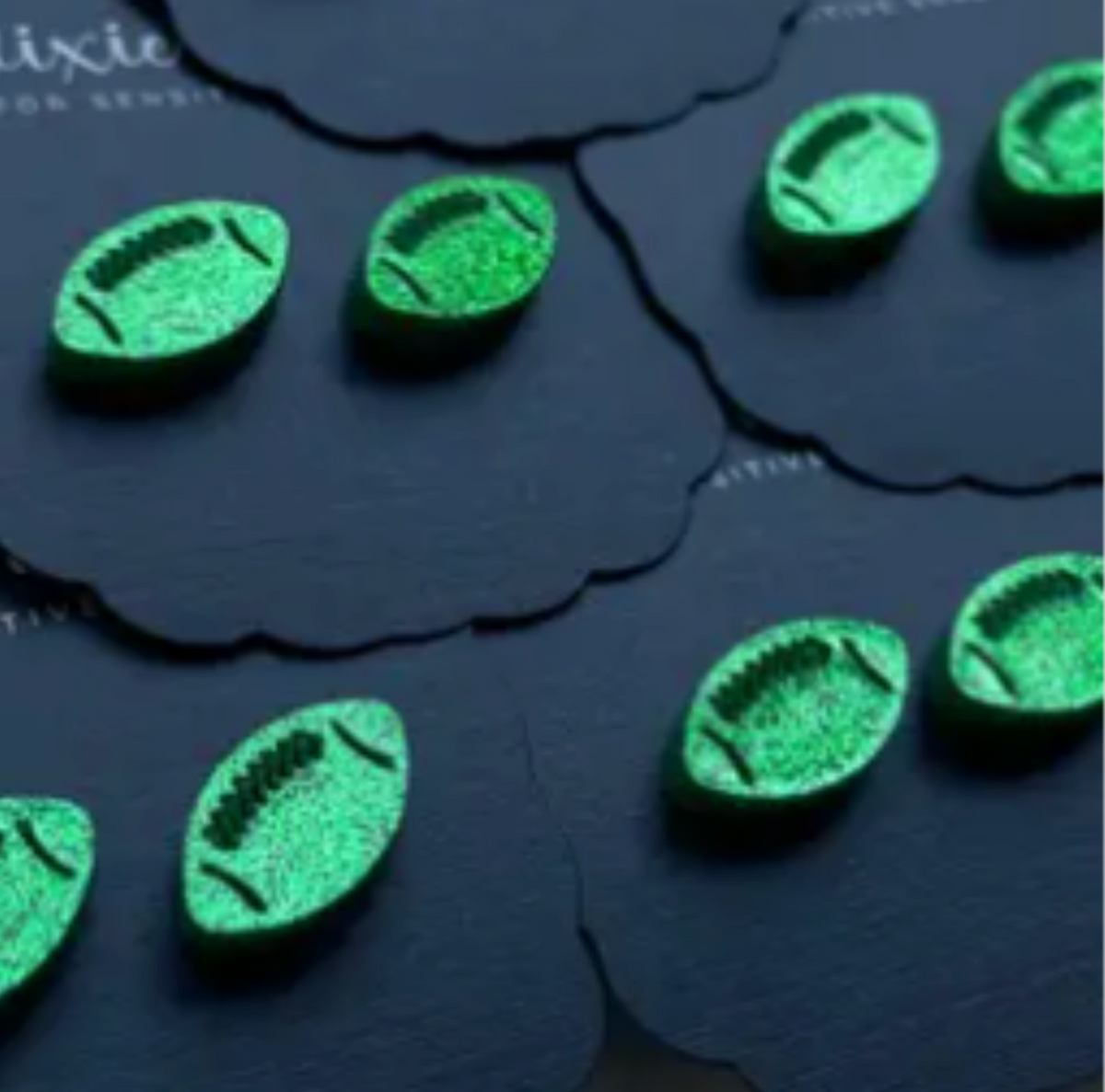 Glitter Solid Color Footballs Post Earrings (Multiple Color Options)