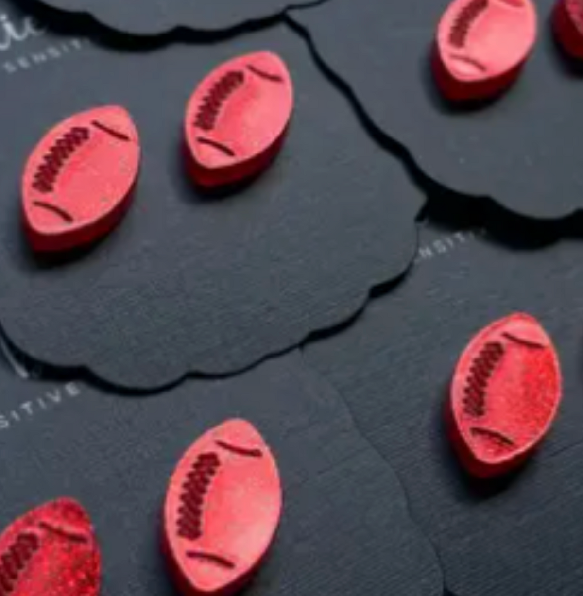 Glitter Solid Color Footballs Post Earrings (Multiple Color Options)