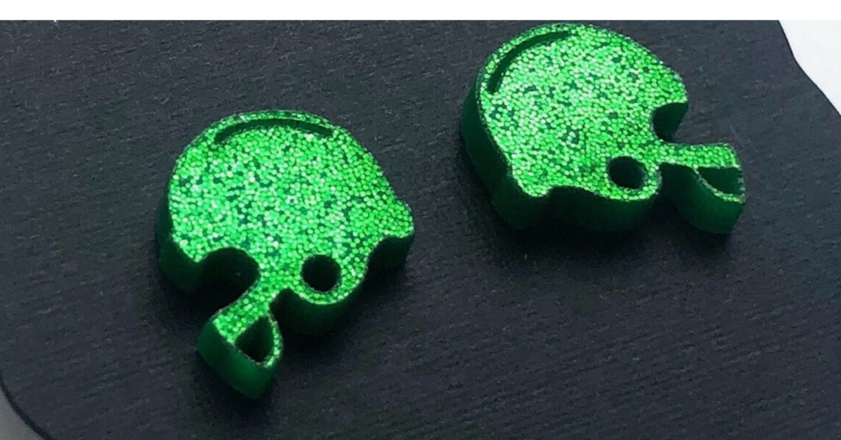 Glitter Solid Color Football Helmets Post Earrings (Multiple Color Options)