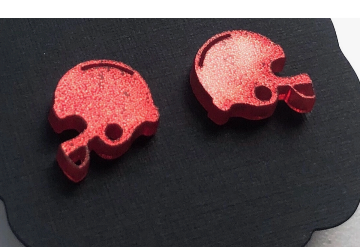 Glitter Solid Color Football Helmets Post Earrings (Multiple Color Options)