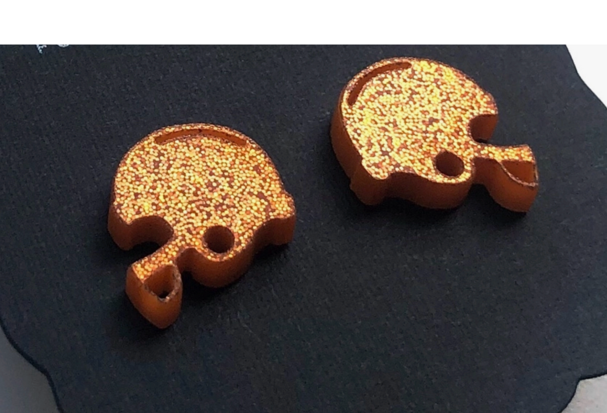 Glitter Solid Color Football Helmets Post Earrings (Multiple Color Options)